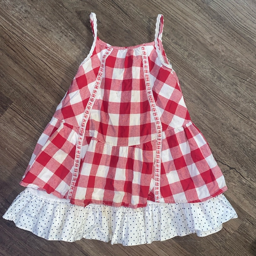 3️⃣ 3/$20 Poppy and Julie little girls red/ white and blue ruffle dress. Size 2
